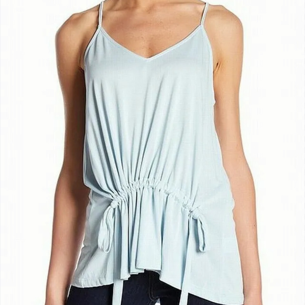 Lush Light Blue Drawstring Waist Jersey Knit Camisole Size Small